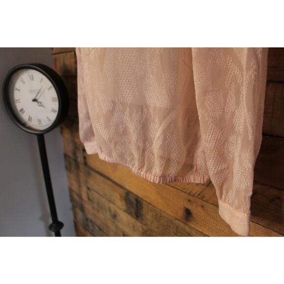 SALE-The Limited women's peach sheer long sleeve patterned top size medium - Picture 7 of 12